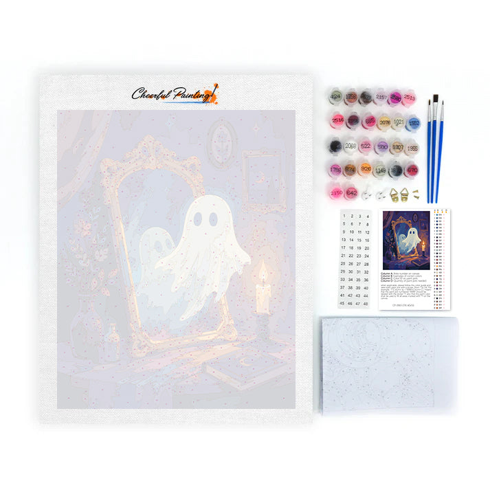 Fantasma junto a un espejo mágico – Pintura por números