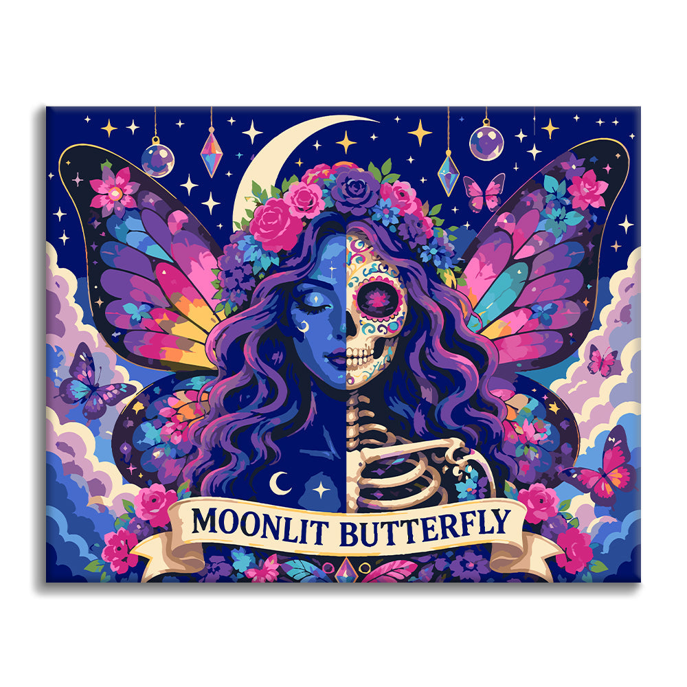 Esqueleto de mariposa iluminada por la luna – Pintura por números
