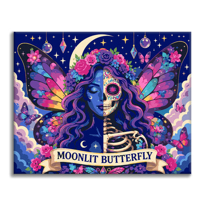 Esqueleto de mariposa iluminada por la luna – Pintura por números