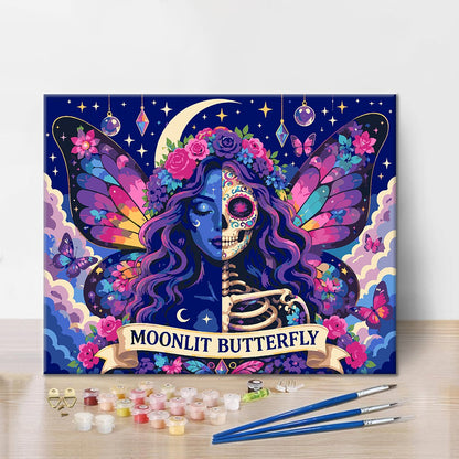 Esqueleto de mariposa iluminada por la luna – Pintura por números