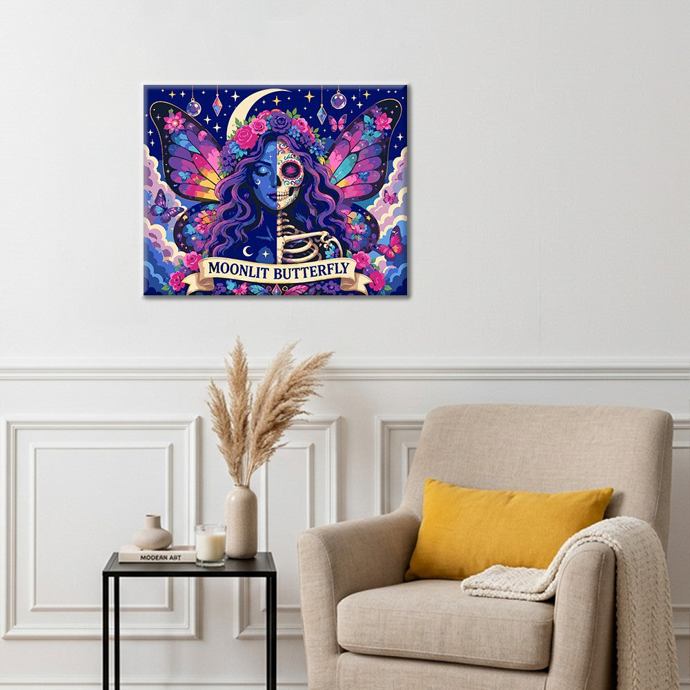 Esqueleto de mariposa iluminada por la luna – Pintura por números