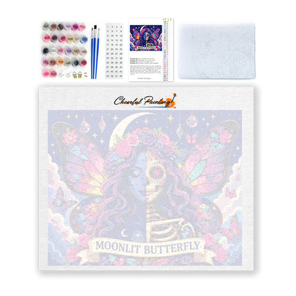 Esqueleto de mariposa iluminada por la luna – Pintura por números