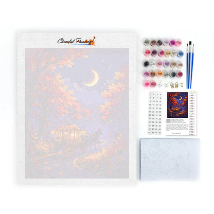 Carro de calabaza bajo la luna creciente – Pintura por números
