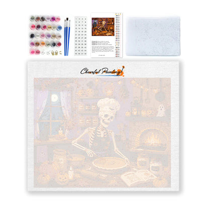 Tarta de calabaza para hornear con esqueleto – Pintura por números