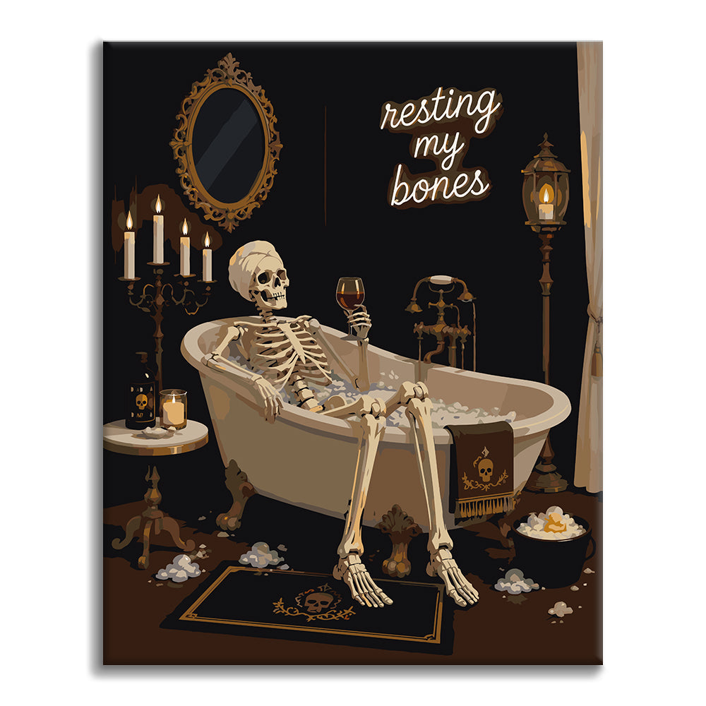 Descanso de esqueletos en un baño vintage – Pintura por números