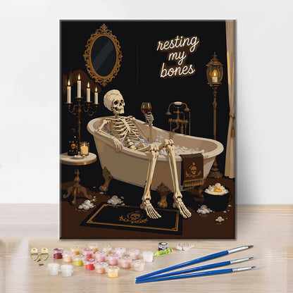Descanso de esqueletos en un baño vintage – Pintura por números
