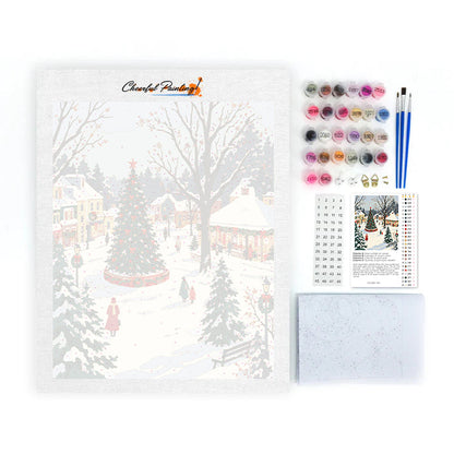 Árbol de Navidad de Snowy Town – Pintura por números