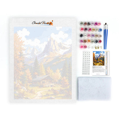 Chalet alpino en otoño – Pintura por números