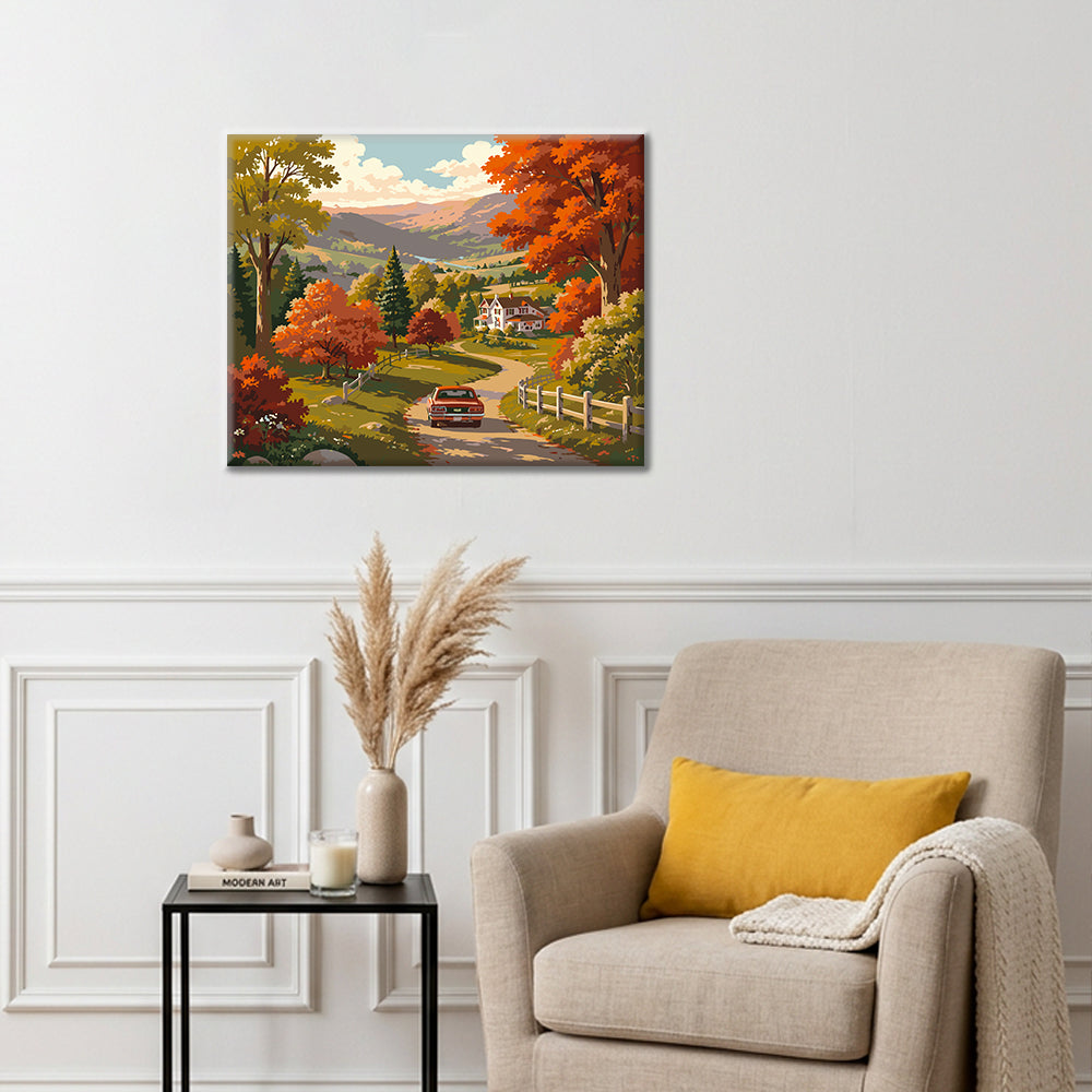 Recorrido rural por las colinas de otoño – Pintura por números