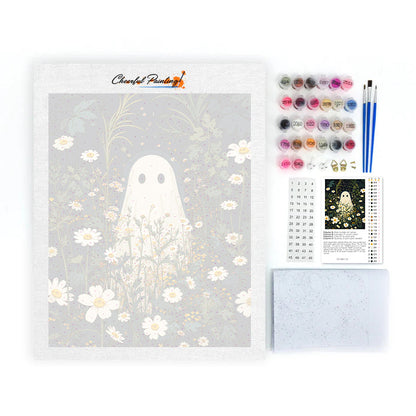 Fantasma entre margaritas iluminadas por la luna – Pintura por números