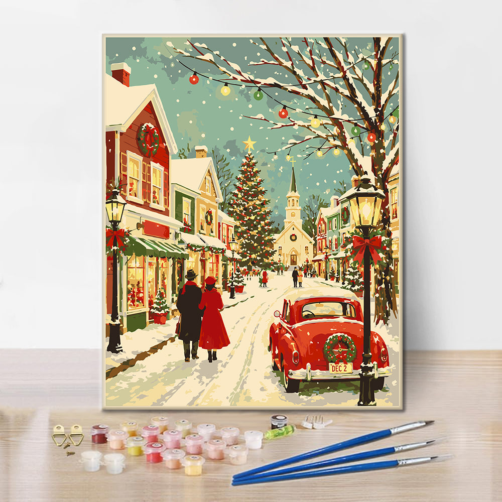 Vintage Christmas Main Street – Pintura por números