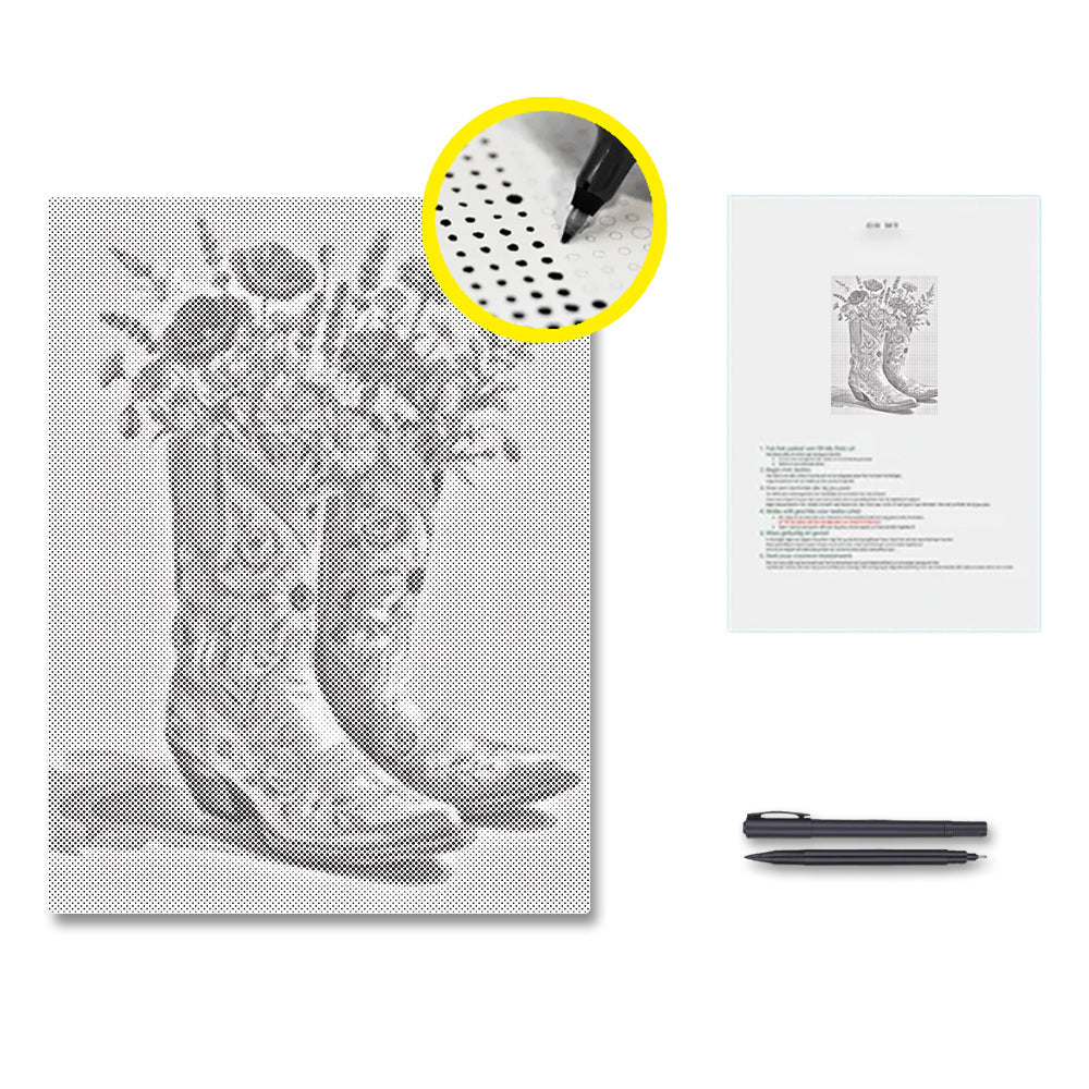 Botas y flores – Pintura de puntos