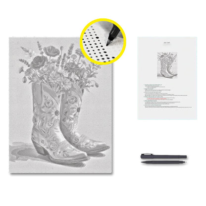 Botas y flores – Pintura de puntos