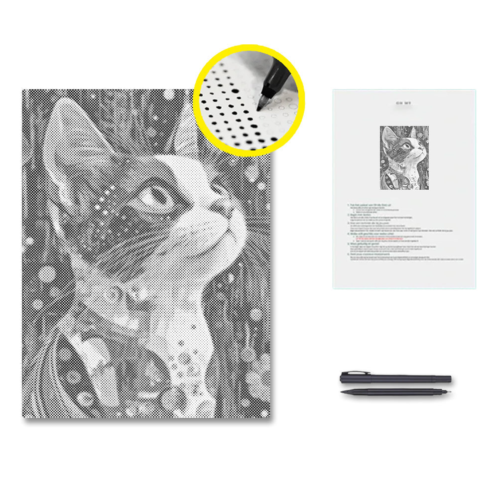 Gato calicó – Pintura de puntos