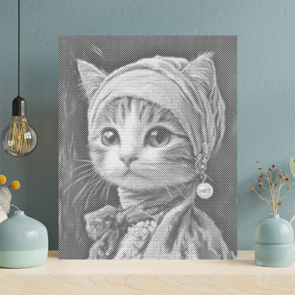Gato con pendiente de perla – Pintura de puntos