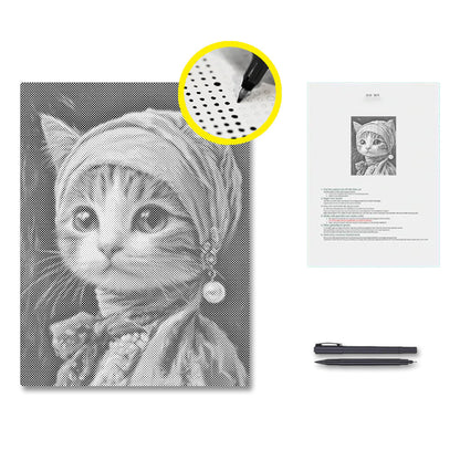 Gato con pendiente de perla – Pintura de puntos