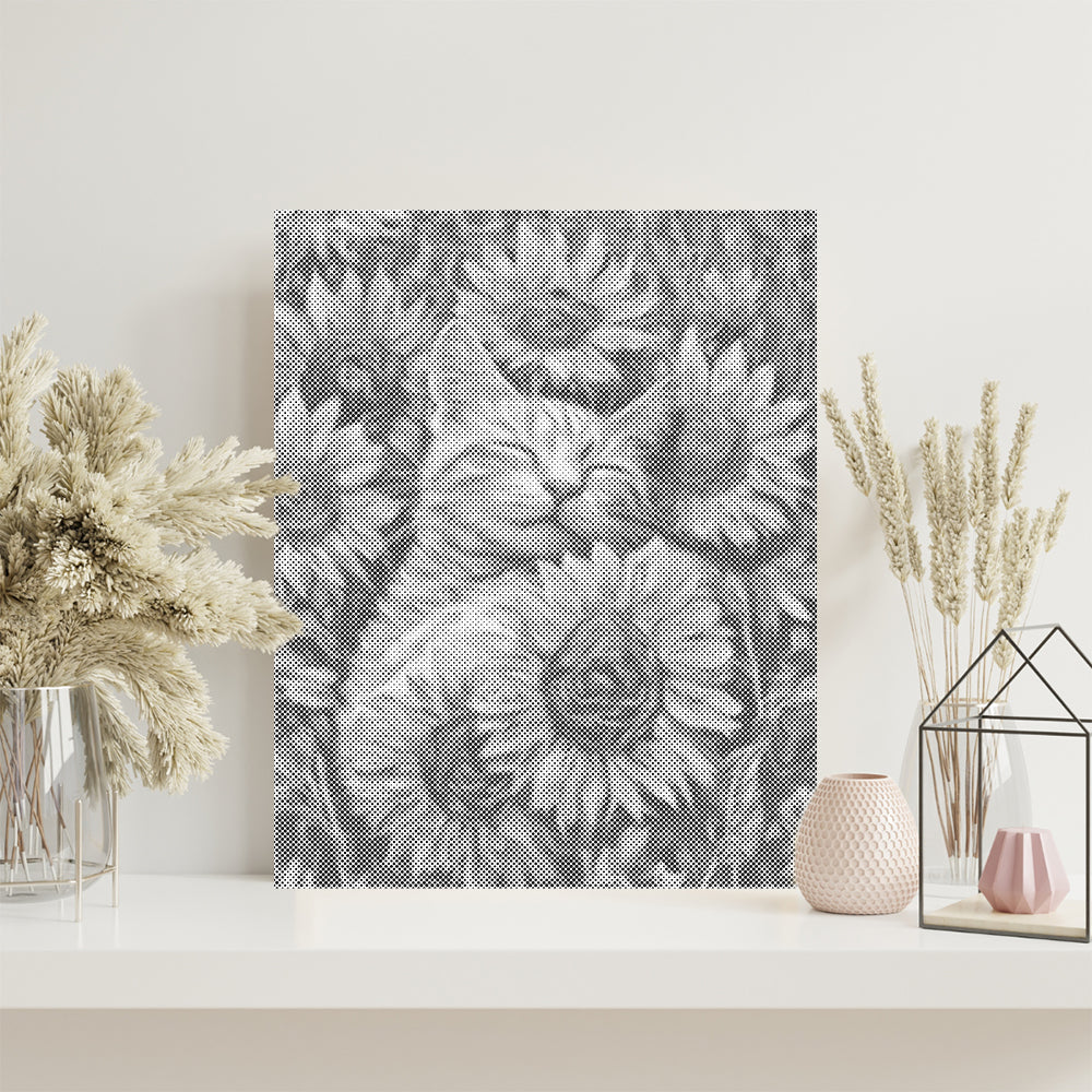 Gato con girasoles – Pintura de puntos