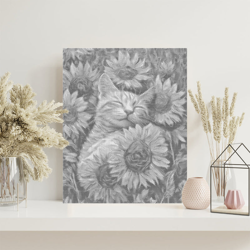 Gato con girasoles – Pintura de puntos
