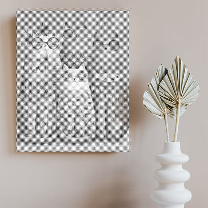 Pandilla de gatos con estilo – Pintura de puntos