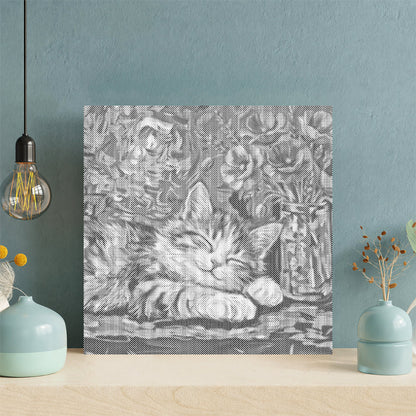 Gato calicó acogedor – Pintura de puntos