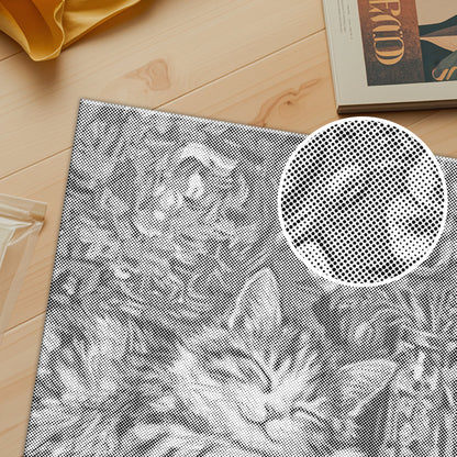 Gato calicó acogedor – Pintura de puntos