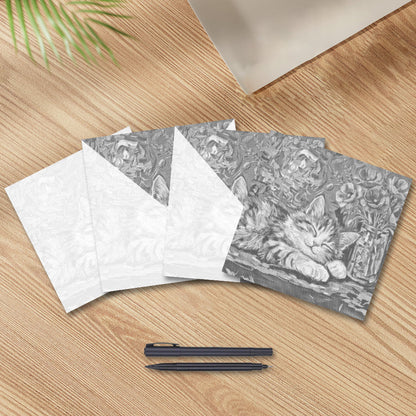 Gato calicó acogedor – Pintura de puntos