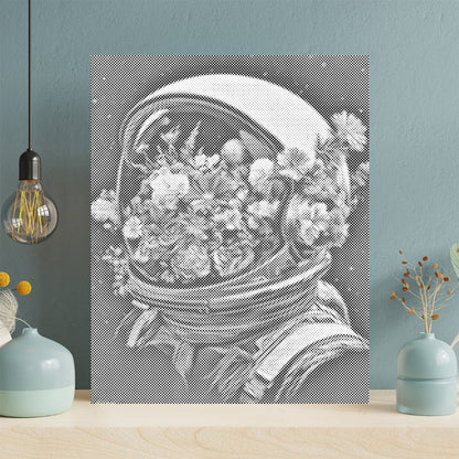 Casco espacial lleno de flores – Pintura de puntos