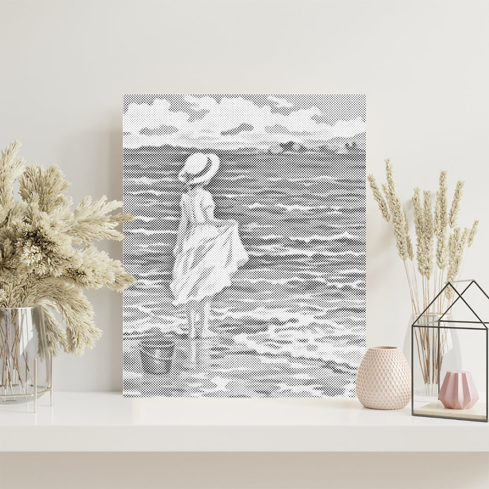 Chica en la playa – Pintura de puntos
