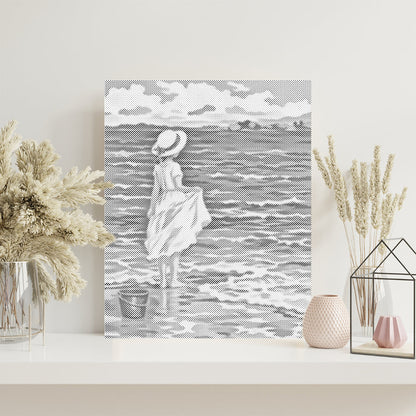Chica en la playa – Pintura de puntos