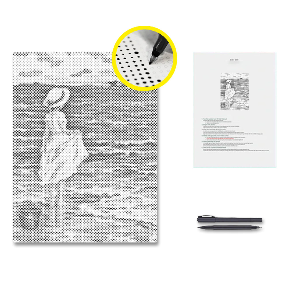Chica en la playa – Pintura de puntos