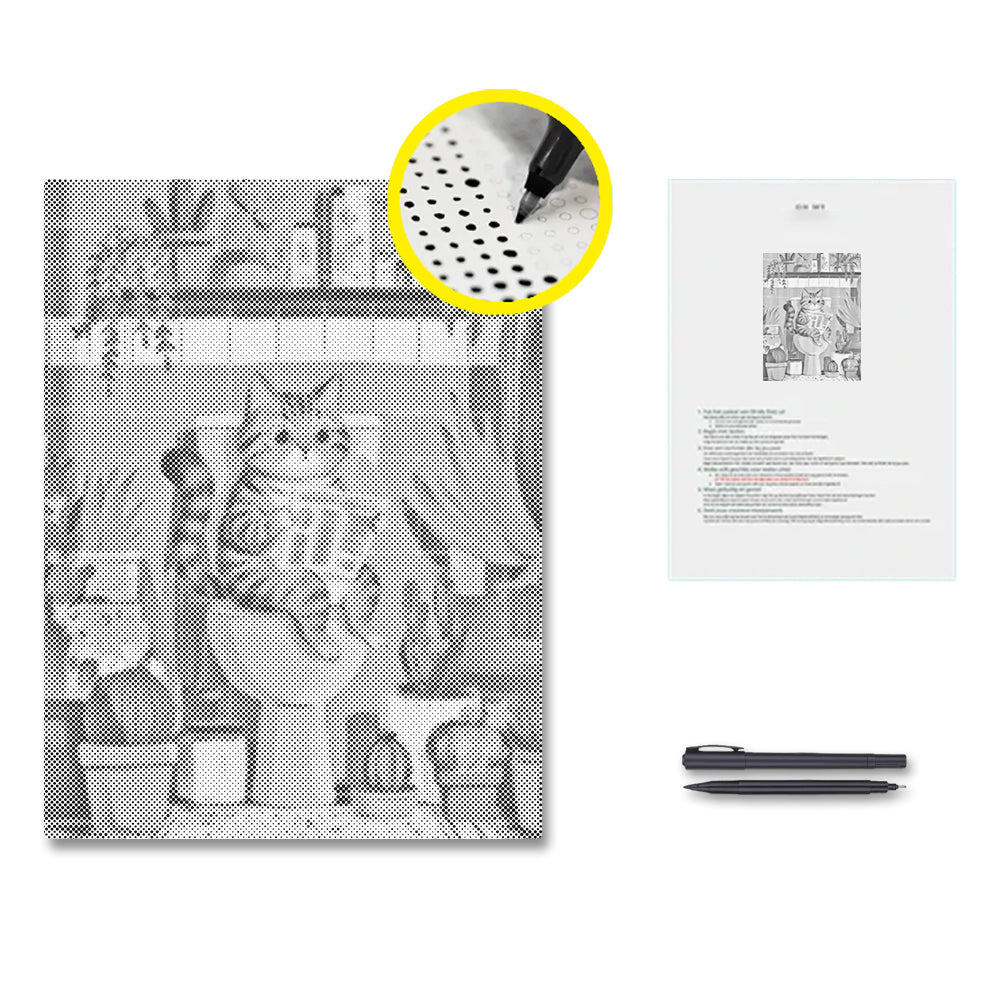 Gatito lector – Pintura de puntos
