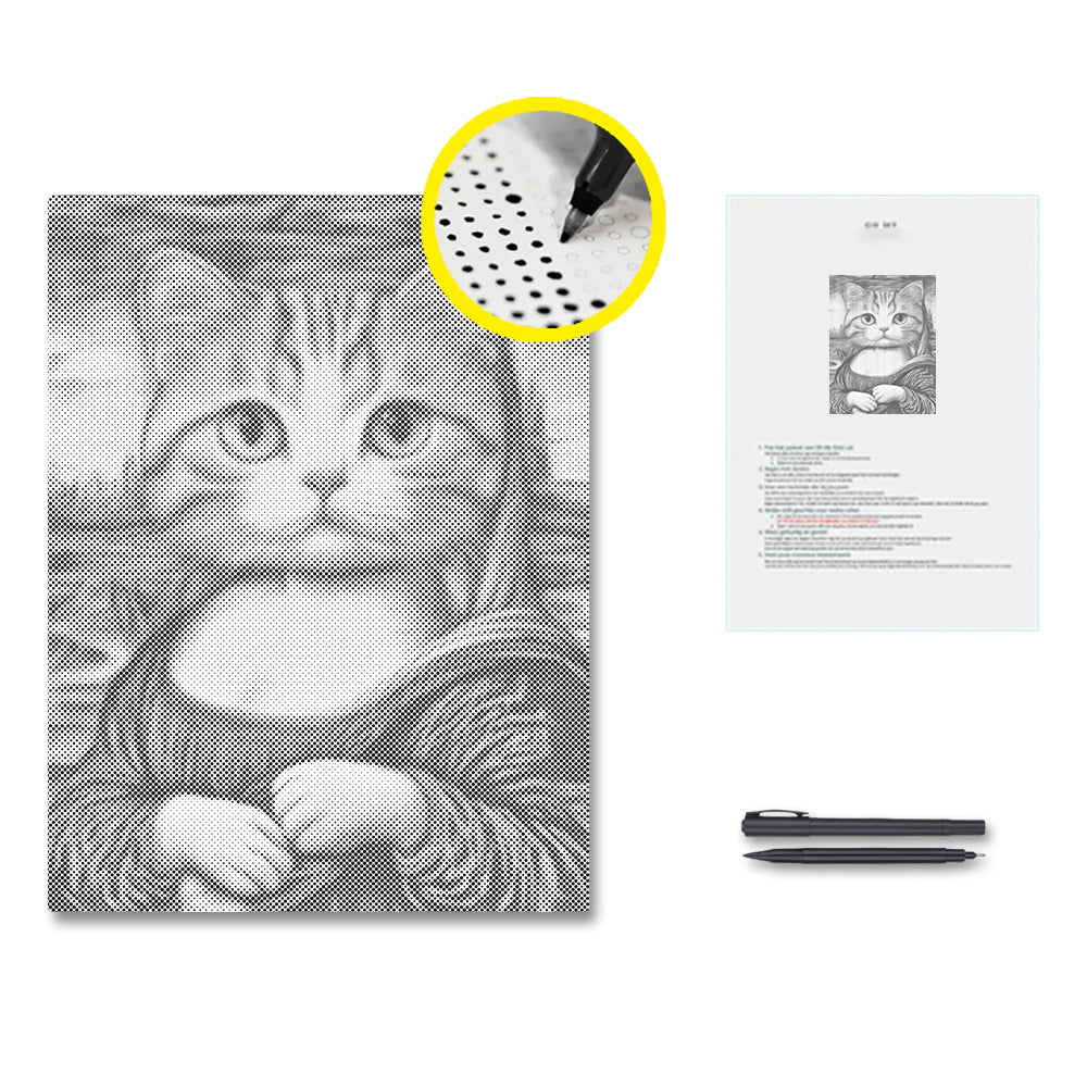 Gato Mona Lisa – Pintura de puntos