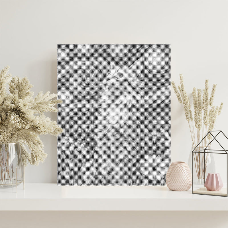 Gato en noche estrellada – Pintura de puntos