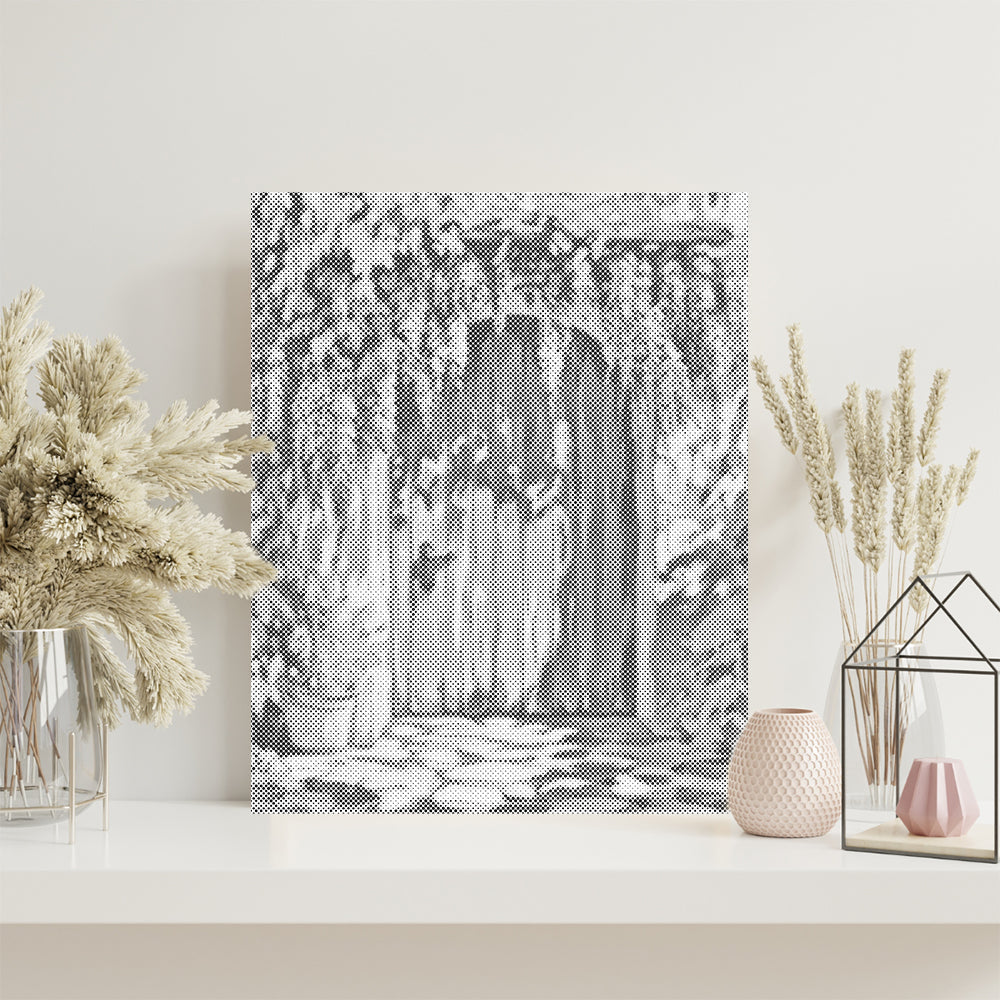 Puerta tras una cortina de glicinias – Pintura de puntos