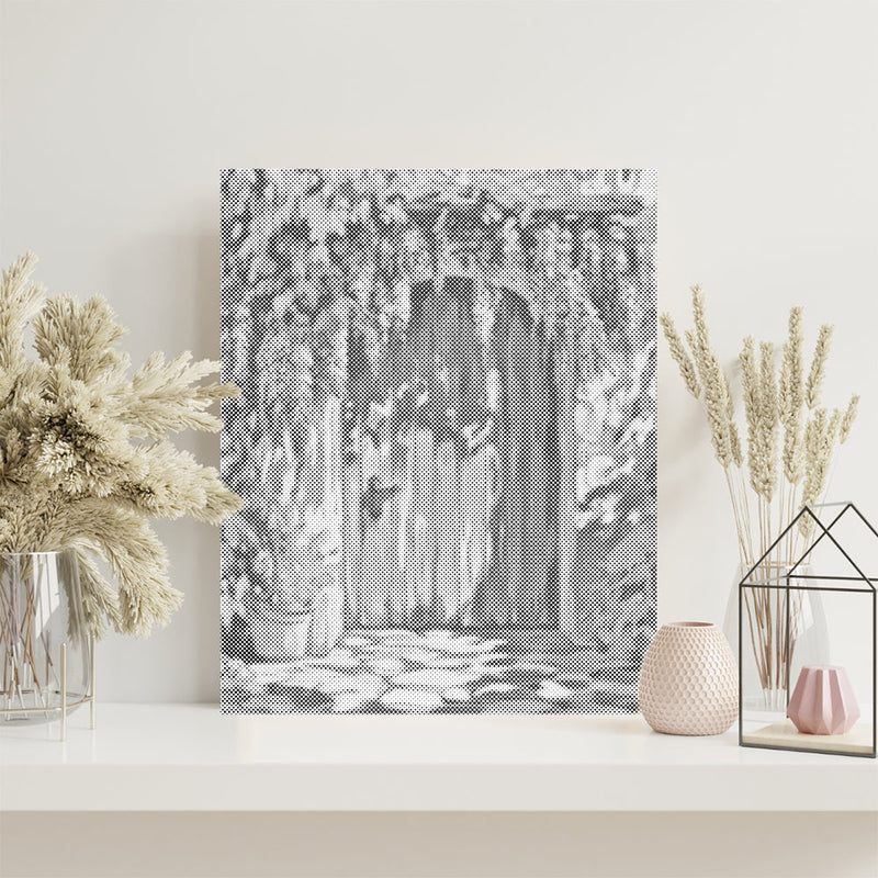 Puerta tras una cortina de glicinias – Pintura de puntos