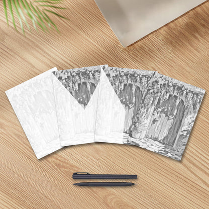 Puerta tras una cortina de glicinias – Pintura de puntos