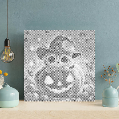 Gato calabaza con sombrero - Pintura de puntos
