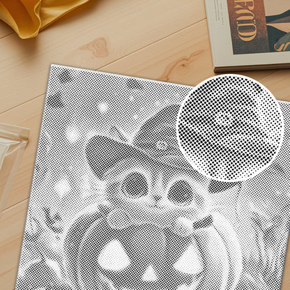 Gato calabaza con sombrero - Pintura de puntos