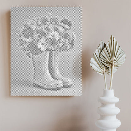 Botas de lluvia con flores - Pintura de puntos