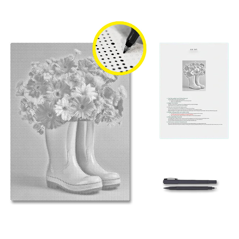 Botas de lluvia con flores - Pintura de puntos