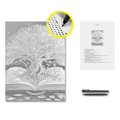 Árbol sagrado dentro del libro - Pintura de puntos