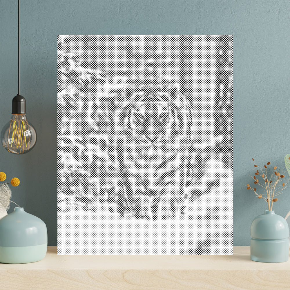 Tigre siberiano en la nieve - Pintura de puntos