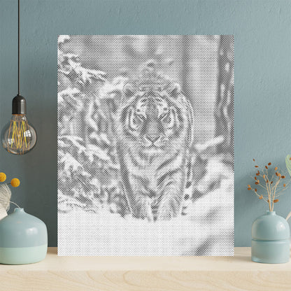 Tigre siberiano en la nieve - Pintura de puntos