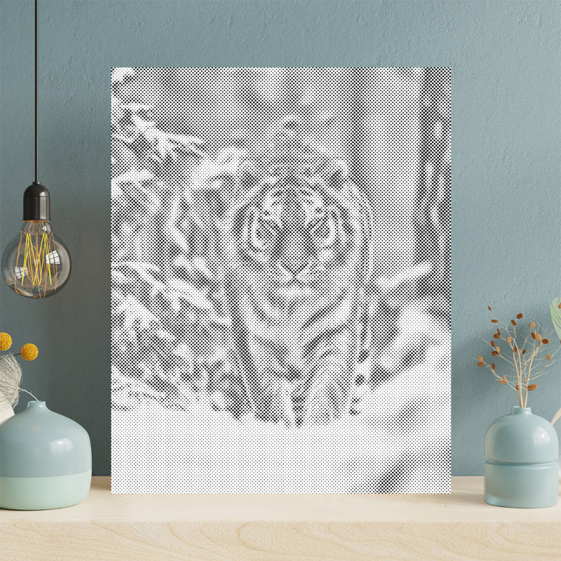 Tigre siberiano en la nieve - Pintura de puntos