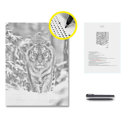 Tigre siberiano en la nieve - Pintura de puntos