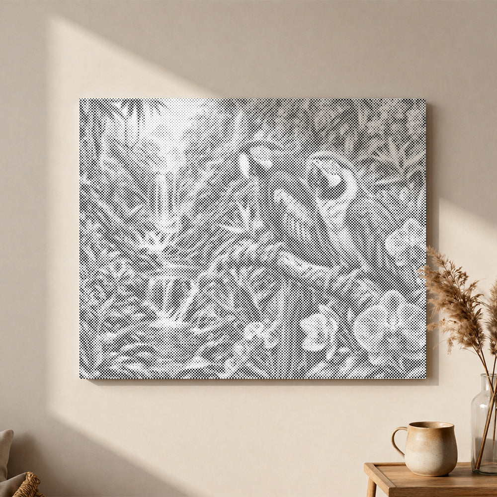 Loro tropical junto a una cascada - Pintura de puntos