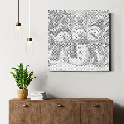 Tres muñecos de nieve - Pintura de puntos