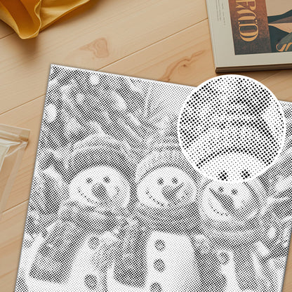 Tres muñecos de nieve - Pintura de puntos