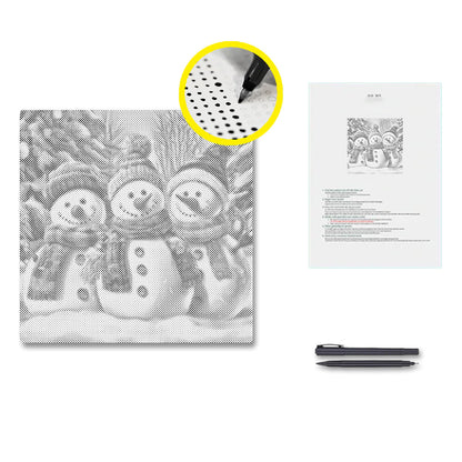 Tres muñecos de nieve - Pintura de puntos