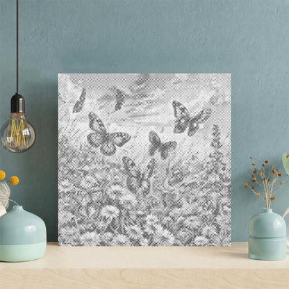 Mariposa entre flores - Pintura de puntos
